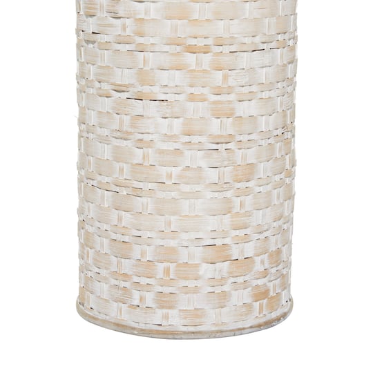 White Bamboo Tall Woven Floor Vase 8" x 8" x 22"